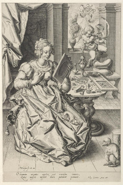 Vanitas: a Young Woman with a Mirror and a Putto, Jacques de Gheyn (II)