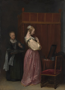 A Young Woman at her Toilette with her Maid, Gerrit ter Borch