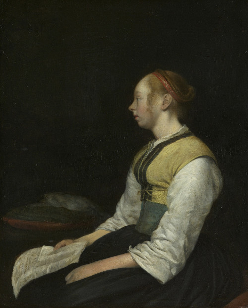 Gerrit ter Borch, Seated Young Woman in the Costume of a Peasant Girl