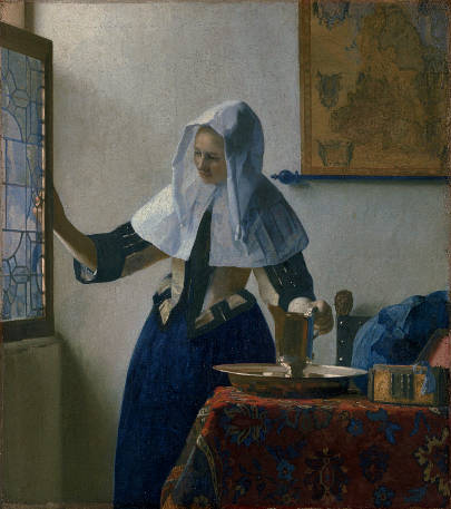 WOman Holding a Water Pitcher, Johannes Vermeer