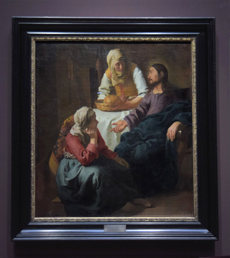 Johannes Vermeer's Christ in the House of Martha and Mary with frame