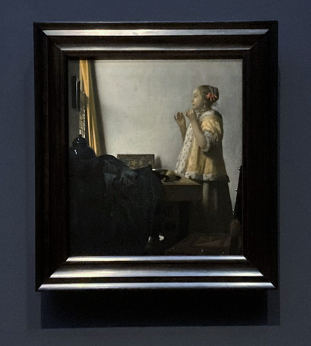 Johannes Vermeer's WOman with a Pearl Necklace with frame