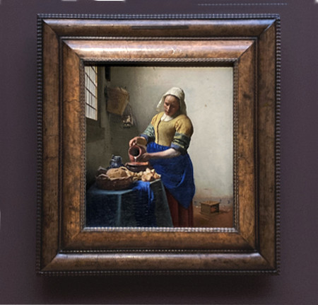 Johannes Vermeer's Milkmaid with frame