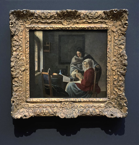 Girl Interrupted in her Music with frame, Johannes Vermeer