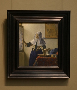 Johannes Vermeer's Young Woman with a Water Pitcher with frame
