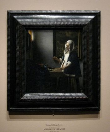 Johannes Vermeer's Woman Holding a Balance, with frame