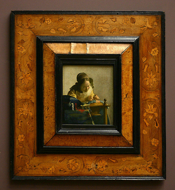 Johannes Vermeer's Lacemaker with frame