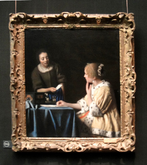 Johannes Vermeer's Mistress and Maid with frame