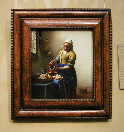 Johannes Vermeer's Milkmaid with frame