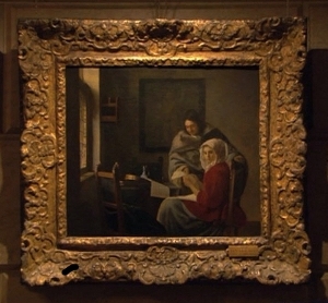 Girl Interrupted in her Music with frame, Johannes Vermeer
