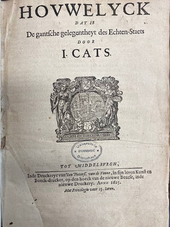 Opening page of Houwelijk, Jacob Cats