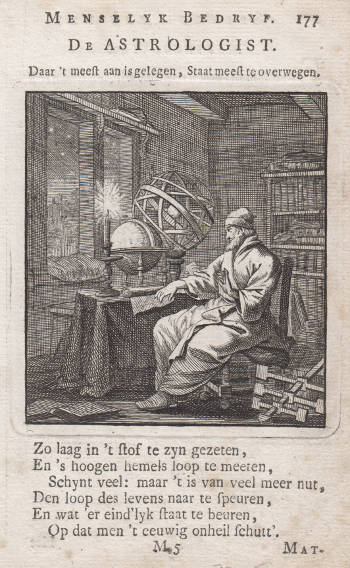 An engraving of an astrologis