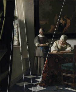 Lady Writing a Letter with her Maid (diagram), Johannes Vermeer