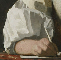 Lady Writing a Letter with her Maid (detail), Johannes Vermeer