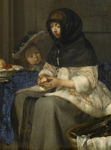 In terior wiuth a Woman Peeling an Apple, by Gerard ter Borch