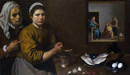 Kitchen Scene with Christ in the House of Martha and Mary, Diego Velasquez
                           