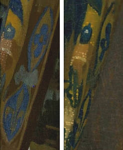 Details of curtains in the paintings of Johannes Vermeer