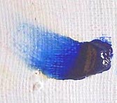 Sample of ultramarine blue paint