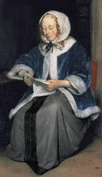 In terior wiuth a Woman Peeling an Apple, by Gerard ter Borch