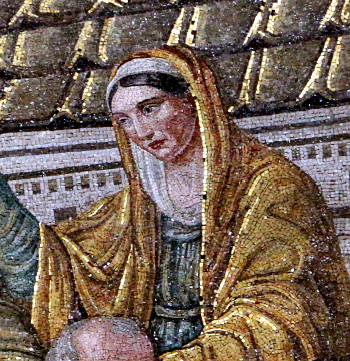 Saint Prudenita in a mosaic in the basilica of Santa Pudenziana in Rome