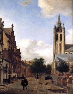The Oude Kerk on the Oude Delft in Delft, Jan van Heyden