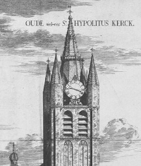 Exterior of Oude Kerk in Delft, from Dirck van Bleyswijck's Beschryving der Stadt Delft