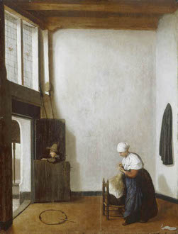 Interior with a Woman Combing a Little Girl's Hair, Jacobus Vrel