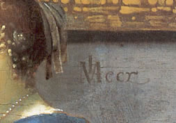 A Lady Seated at a Virginal (detail of signature), Johannes Vermeer