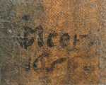 The Procuress (detail of signature), Johannes Vermeer