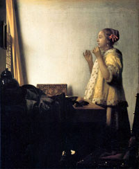 Woman with a pearl necklace by Johannes Vermeer