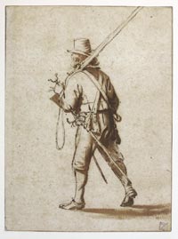A Walking Musketeer Seen from Behind, Anthonie Palamdesz