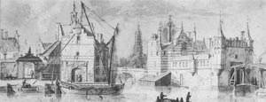 View of Delft with Schiedam and Rotterdam Gates (detail), Abraham Rademaker