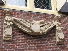 decorative festoons of the Delft Guild of St. Luke