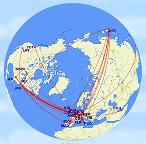 Map of Vermeer painting travels