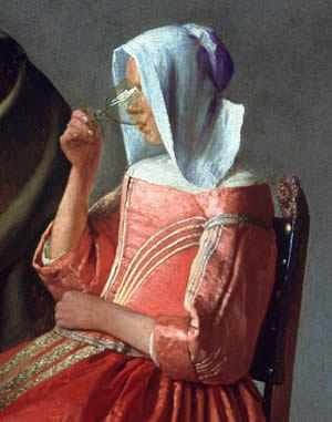 The Glass of Wine (detail), Johannes Vermeer