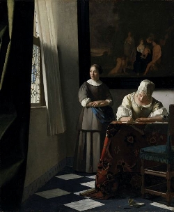 Lady Writing a Letter with her Maid, Johannes Vermeer