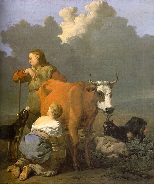 Woman Milking a Red Cow, Karel de jardin