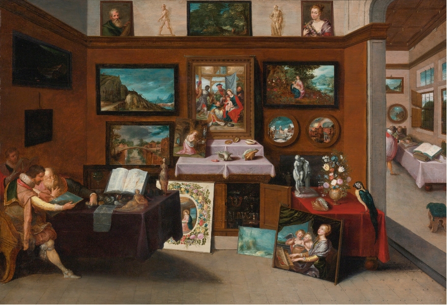 Frans Francken the Younger, The Interior of a Picture Gallery with Connoisseurs Admiring Paintings