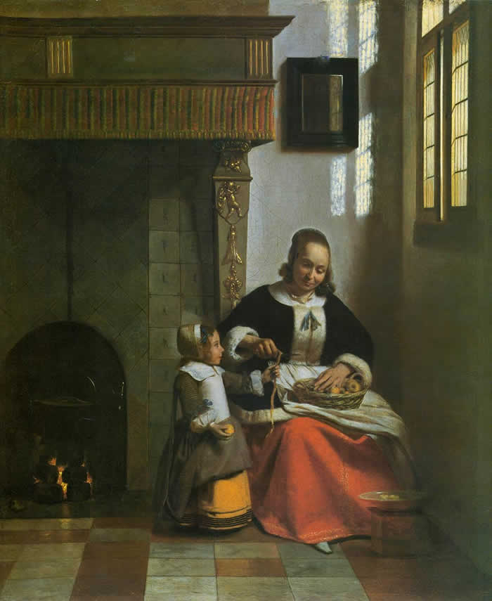 Pieter de Hooch, WOman Peeling Aples