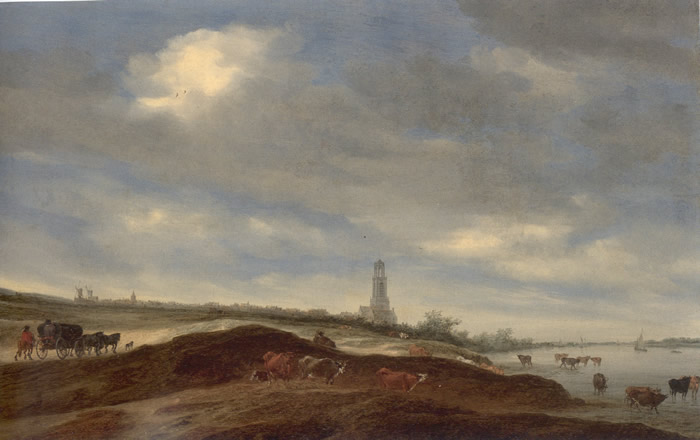 View of Renen at Sunset, Solomon van Ruisdael