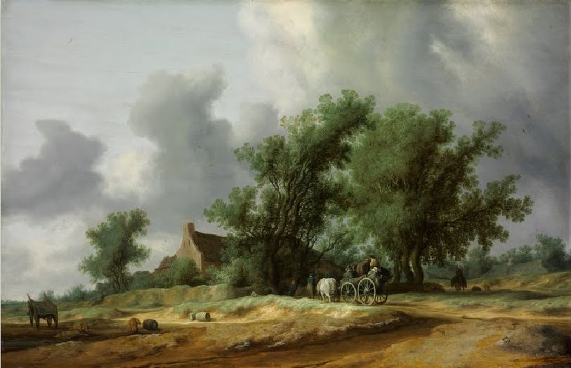 Solomon van Ruisdael, Road in the Dunes with a Passanger Coach