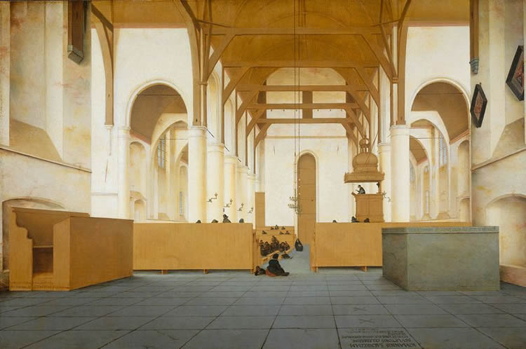 Interior of the Church Saint Odulpohus of Assendelft seen from the Choir to the West, Pieter Sanredam