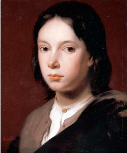 Portrait of a Young man, Bust length, Wearing a Brown Jacket and a White Shirt, Godfried Cornelisz. Schalcken 