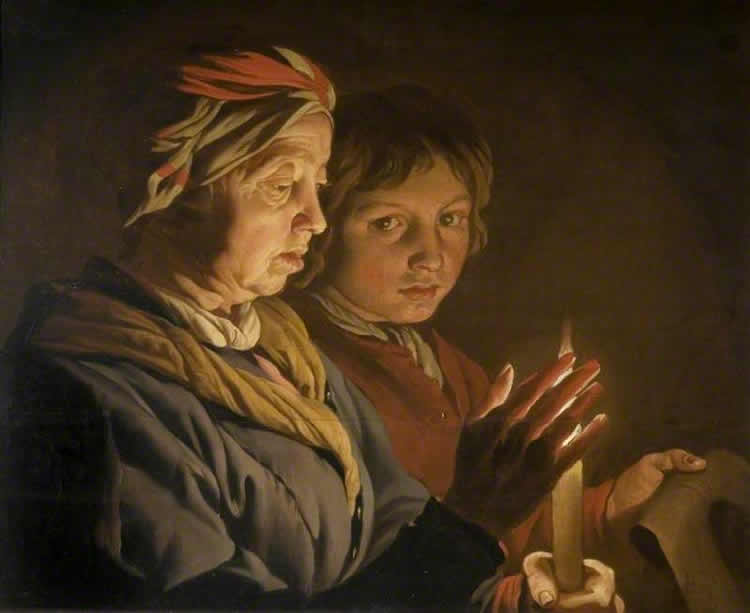 Matthias Stom, An Old Woman and a Boy by Candlelight