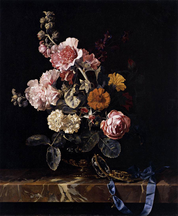 Vase of Flowers with Watch, Willem van Aelst