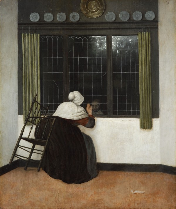 Jacobus Vrel, Woman at a Window Waving at a Girl