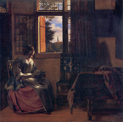 Pieter de Hooch, A Woman Reading a Letter by a Window