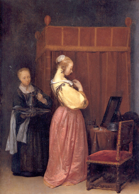A Young Woman at her Toilet with her Maid, Gerrit ter Borch