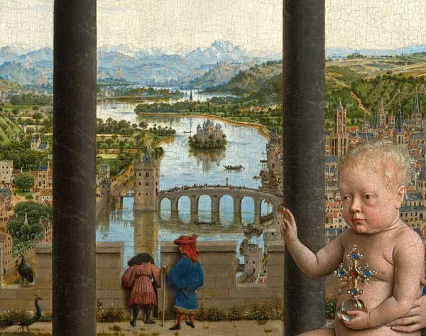 Madonna and Chancellor Rolin (detail), Jan van Eyck