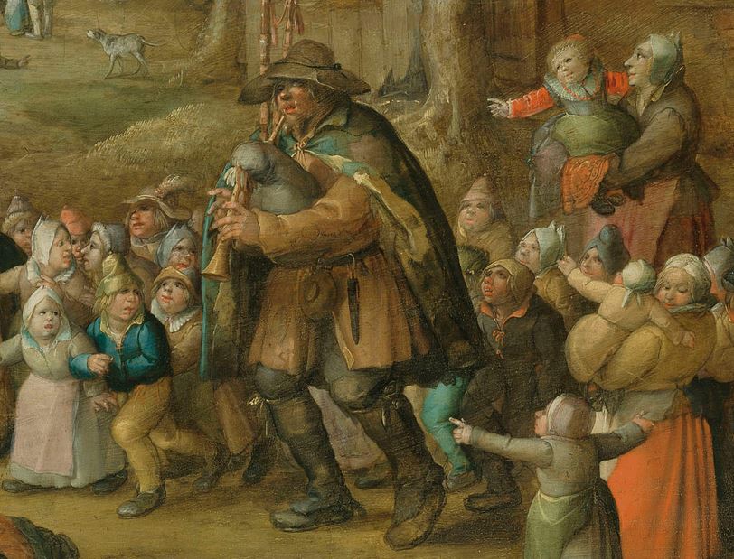 A Hurdy-gurdy Player Surrounded by Village Children (detail)